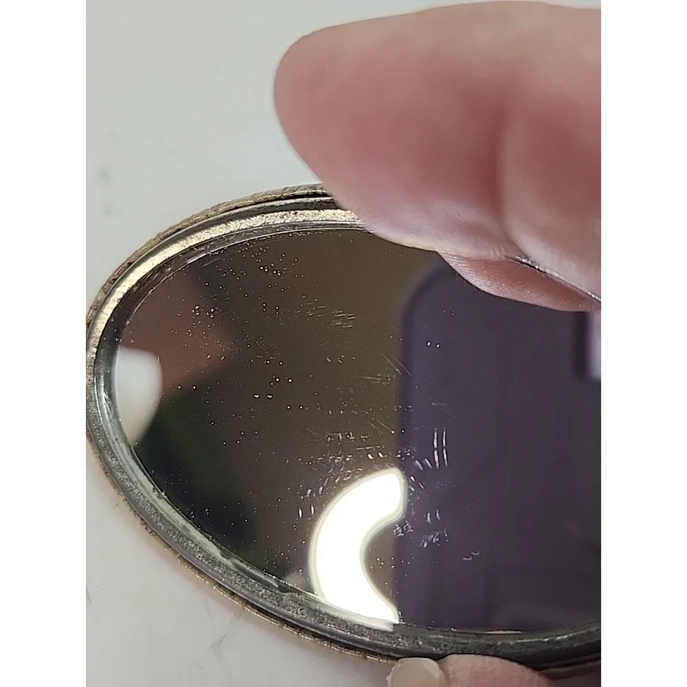 Vintage 1970s Big Eye Girl Pocket/Purse Mirror, Kitsch Flower Child, Retro Boho‎